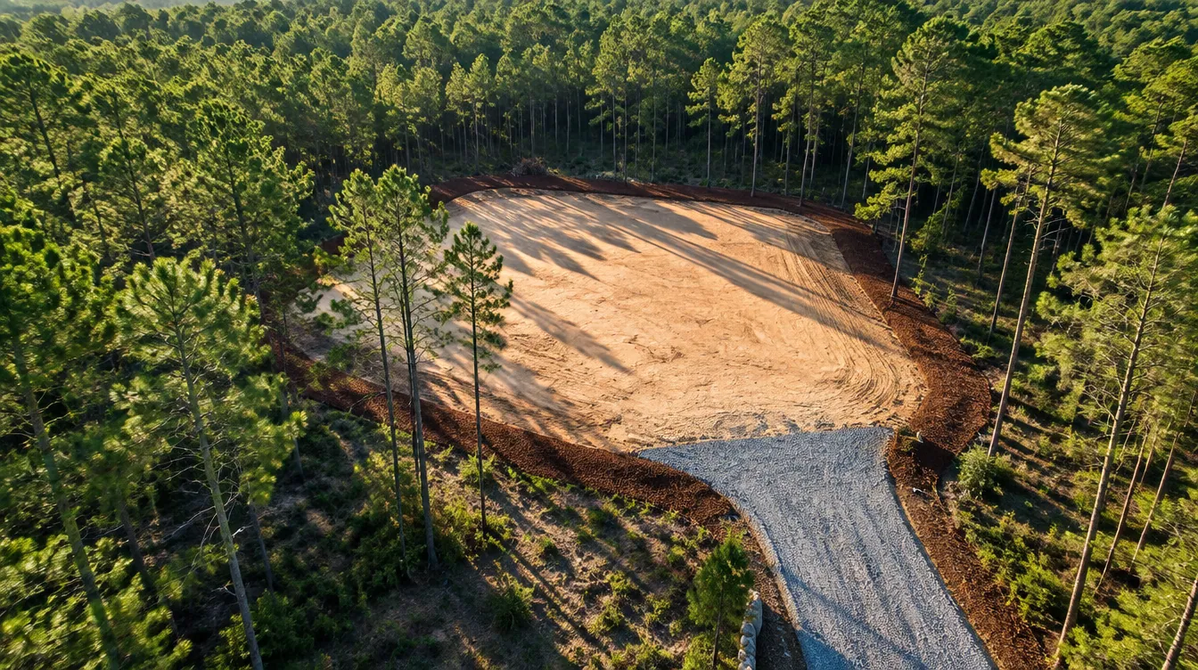 Cleared and graded build-ready lot in the pines